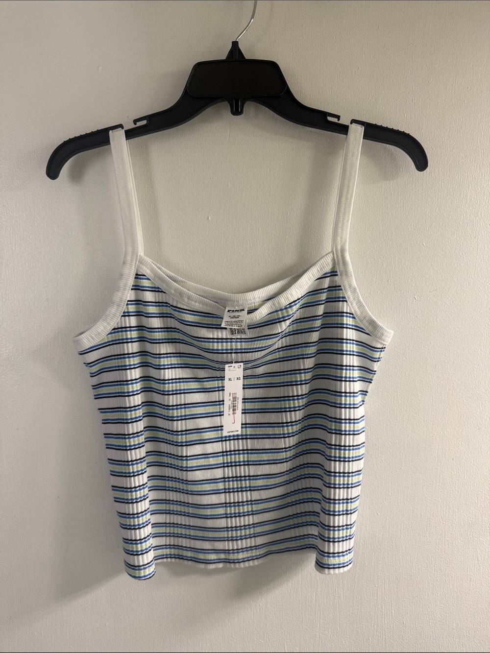 Victoria's Secret White Tank with Navy & Light Blue Stripes/ Pajama Tank top